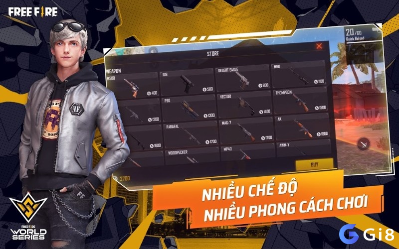 Game Garena Free Fire đa dạng nhiều vũ khí khác nhau