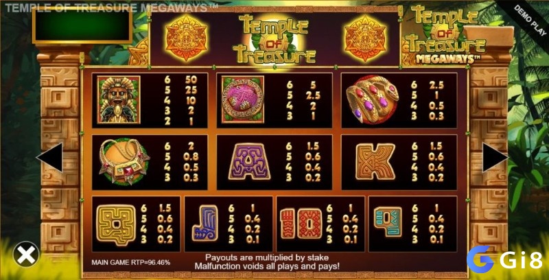 Chiếc mặt nạ là biểu tượng giá trị nhất trong Temple of Treasures slot