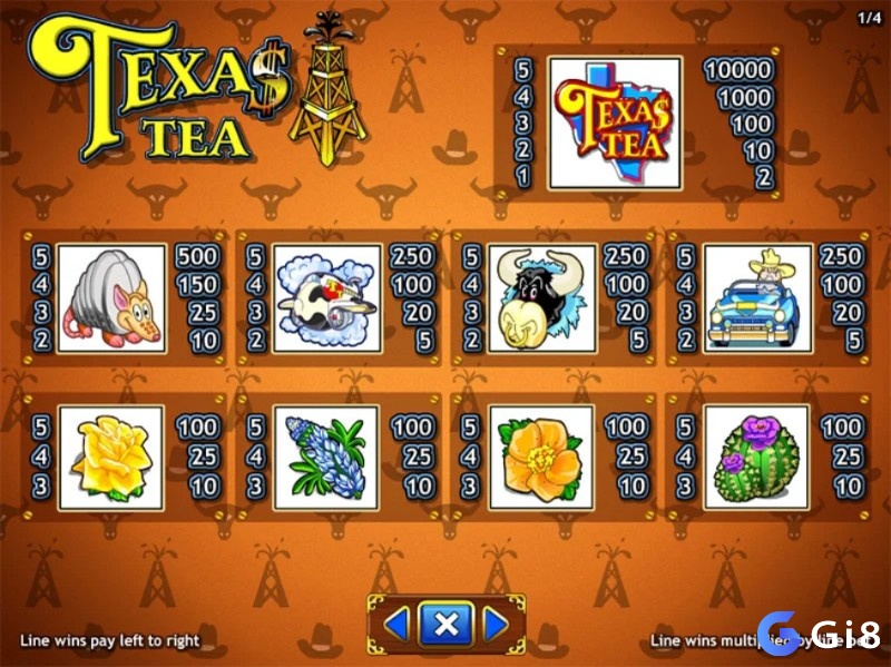 Hoa là biểu tượng trả thấp nhất trong Texas Tea slot